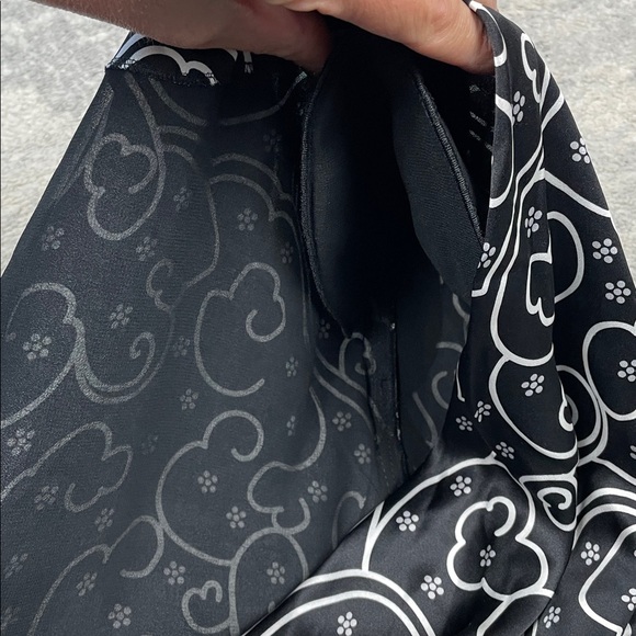 NWT Emporio Armani Black White Swirl Print Silk Dress Long Sleeve Sz 42 - Picture 11 of 14